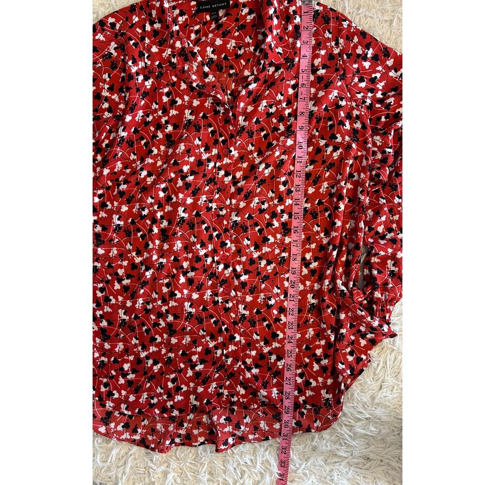 Lane Bryant Women's Size 18/20 Red Floral Button Up Blouse #0341 - Picture 10 of 12